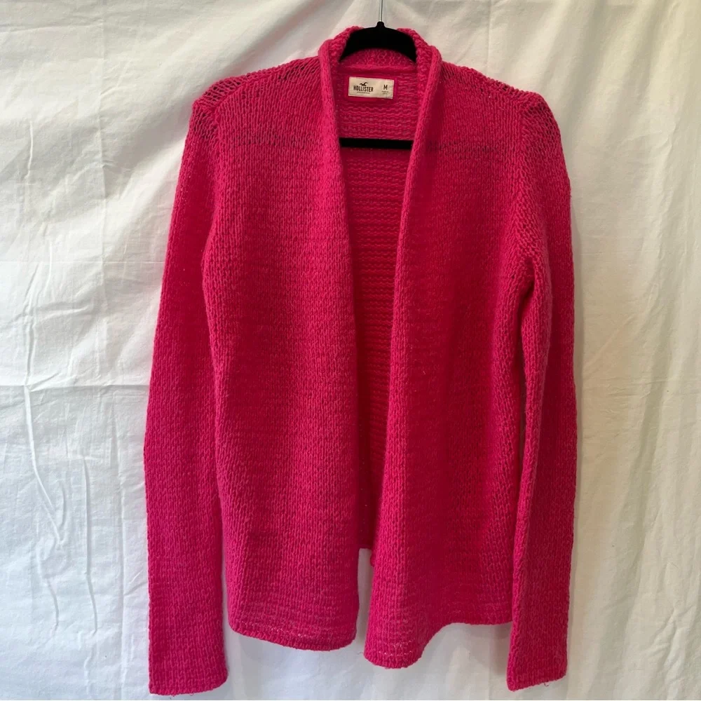 Hollister Bright Pink Knitted Cardigan size M